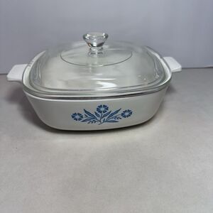 CorningWare Blue Cornflower Casserole Dish With Lid Vintage USA
